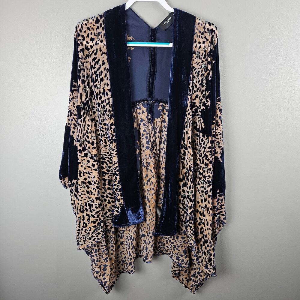 The Kooples Leopard Print Velvet Boho Kimono OS